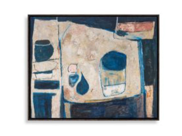 Blue Tableau Framed Canvas
