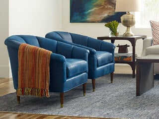 living room and dining room chairs by woodbridge furniture